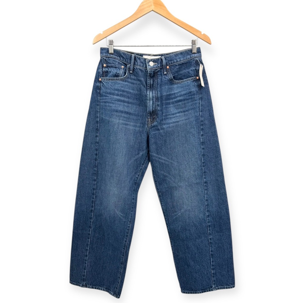 MOTHER High Rise Wide Leg Jeans in Classic Blue Denim - Picture 3 of 14